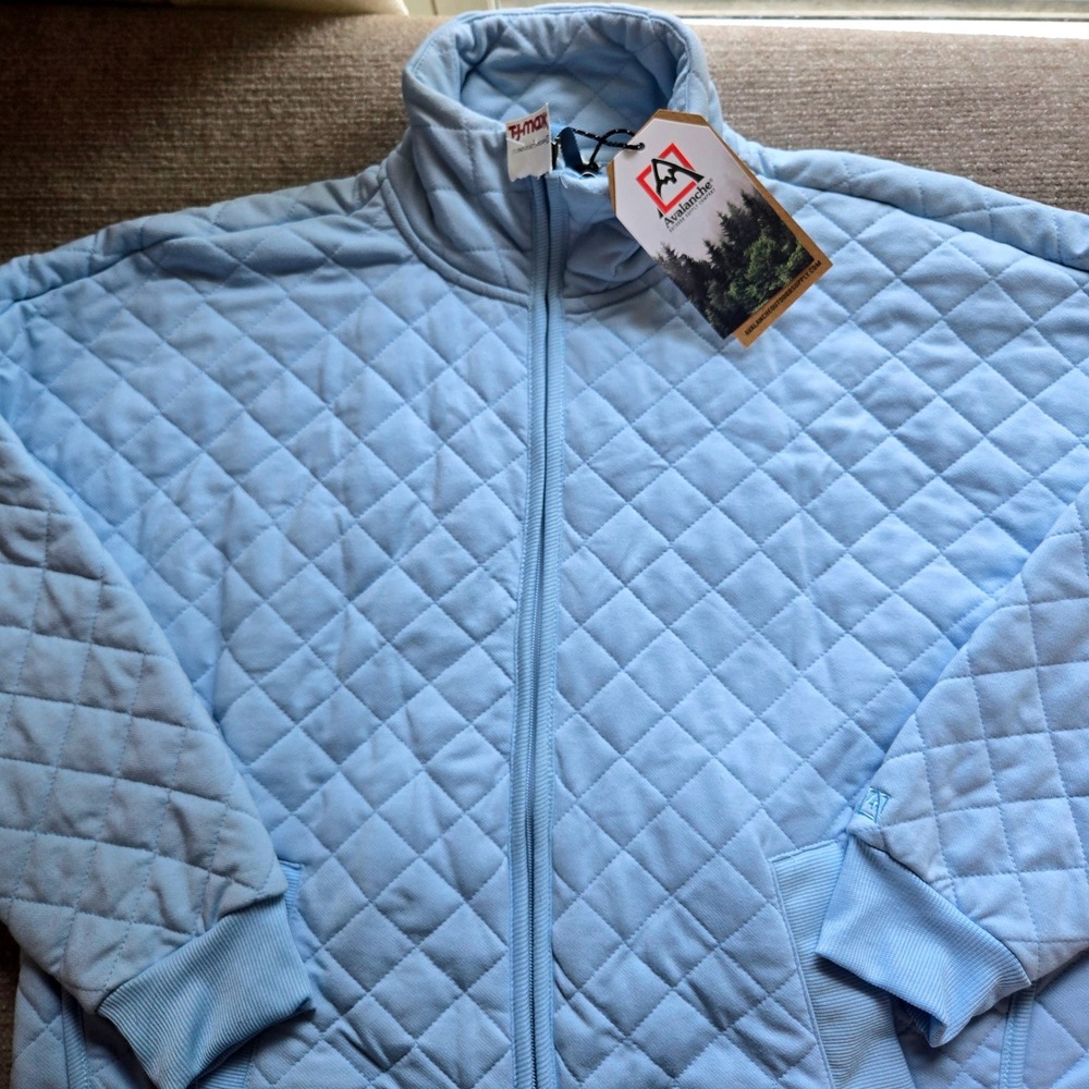 Avalanche‎ Outdoor Supply Light Blue Quilted Full Zip Mock Neck Jacket XL NEW